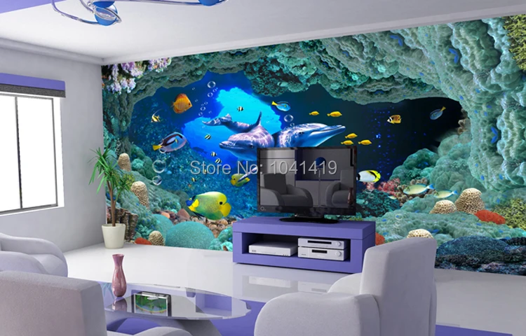 3D подводный мир настенная мультфильм Дельфин фото обои для детей на заказ детская комната ТВ диван фон настенные фрески бумага