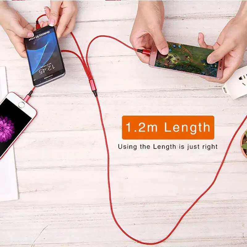 الهاتف المحمول الكابلات 1.2 متر 3 في 1 النايلون نقل البيانات كابل شحن ل فون سامسونج هواوي Xiaomi الروبوت نوع C الأجهزة الهاتف المحمول الكابلات 1.2 متر 3 في 1 النايلون نقل البيانات كابل شحن ل فون سامسونج هواوي Xiaomi الروبوت نوع C الأجهزة