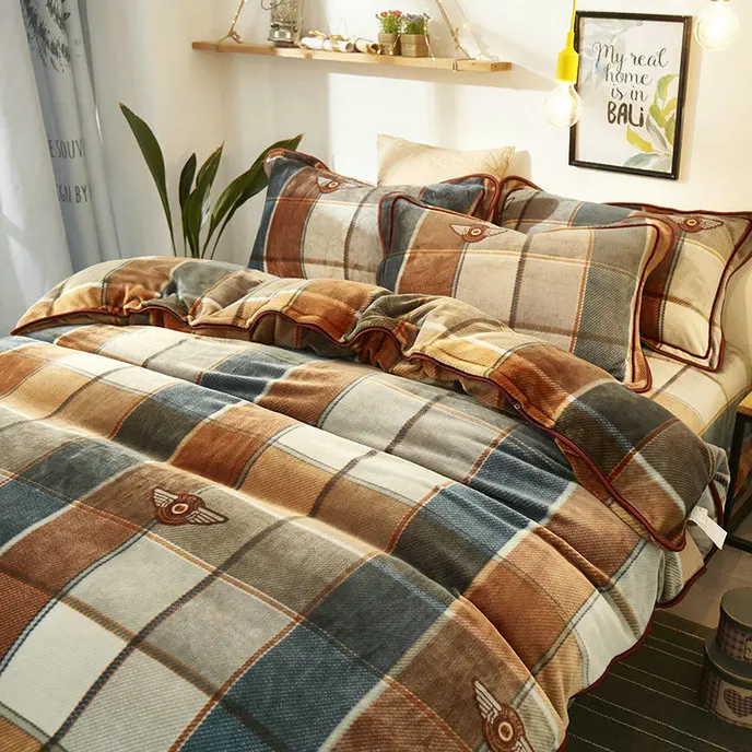 Роскошный комплект постельного белья для спальни, зимнее теплое фланелевое одеяло и пододеяльник, мягкий и удобный, наслаждайтесь теплой жизнью - Цвет: Design No 9