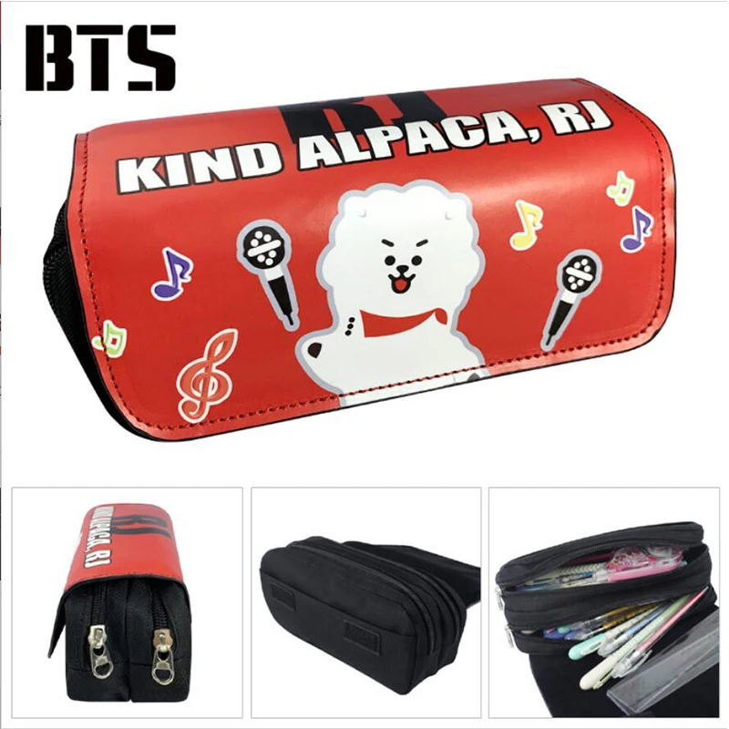 

Super BTS Bangtan Boys Pencil Case Cute Shooky Tata Chimmy Rj Cooky pen bag box Stationery pouch school supplies gift