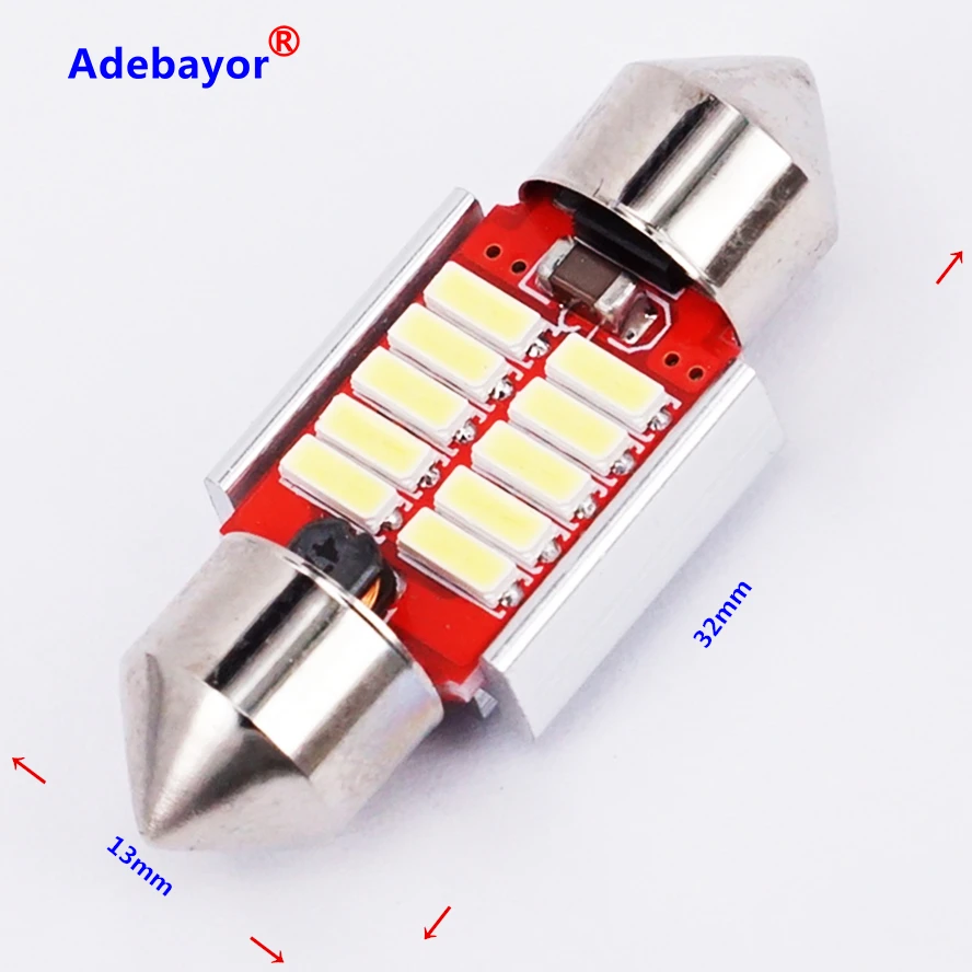 10X Белый 31 мм 4014 SMD 10 LED Festoon Dome Canbus безотказный номерной знак автомобиля