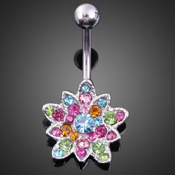 Мерцающая подвеска ввиде цветка лотоса женская пупка кольцо красочные пирсинг ювелирные изделия M8694