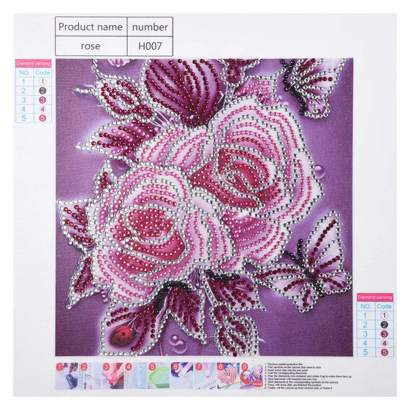 2019 new Diamond Painting DIY 5D Partial Drill Cross Stitch Kits Crystal Rhinestone Of Picture gift paintings flower #25j10 (5)