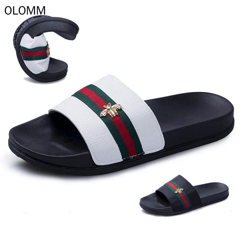 أسود أبيض الرجال الشرائح النعال عارضة الحمام الصنادل داخلي شباشب لخارج المنزل لينة مريحة وحيد زوجين الوجه يتخبط 2019 جديد