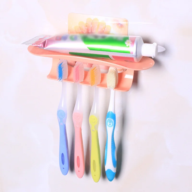 

Hot Toothpaste Toothbrush Holder Wall Mount Rack Bath Set Bathroom Strong Suction Cup Toothbrush Hanging Storage Shelf LXY9