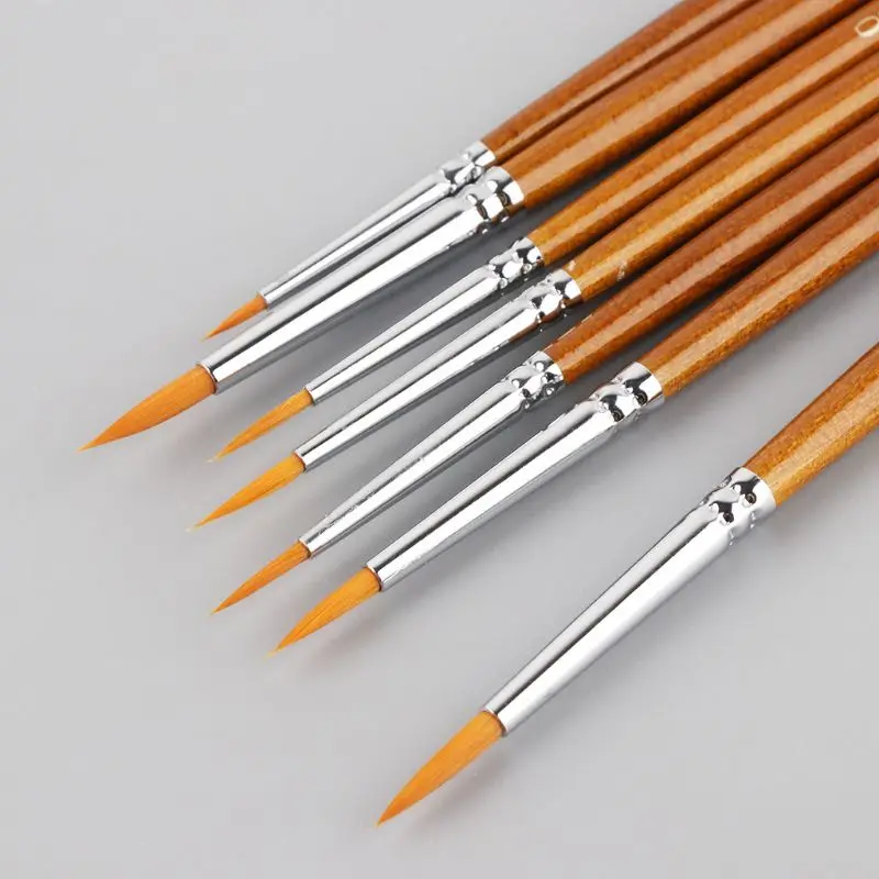 7pcs/set Professional Detail Paint Brush Fine Pointed Tip Miniature Brushes For Acrylic Watercolor Oil Drawing Kits