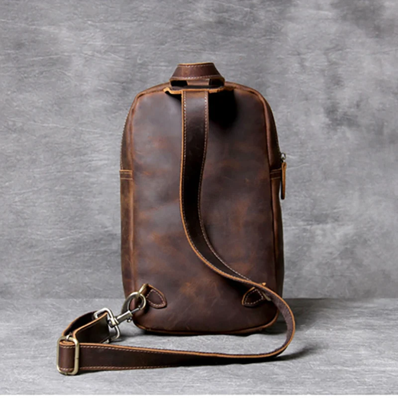 AETOO Mad Horse Leather man Chest bag original leather retro head cowhide casual shoulder crossbody bag