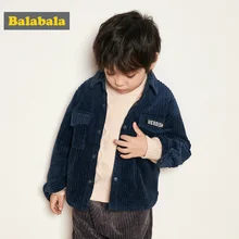 Balabala/Вельветовая рубашка на флисовой подкладке для маленьких мальчиков, куртка с воротником, Детская рубашка с длинными рукавами и нагрудным карманом, зауженная Талия