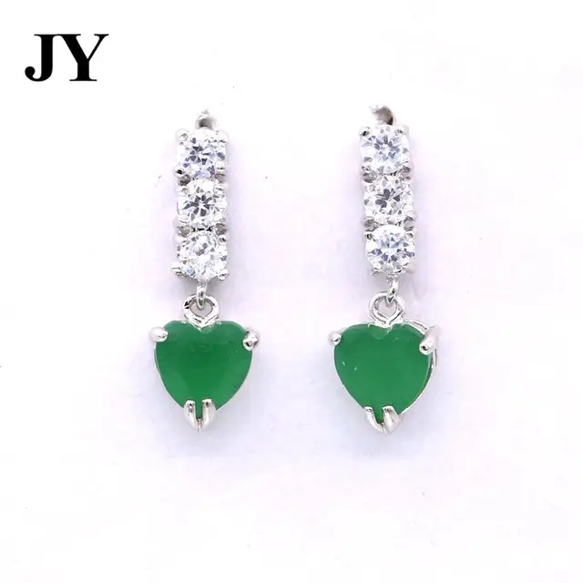 Jy White Zircon Earrrings Green Stone Earrings For Women Heart Shape Jy White Zircon Earrrings Green Stone Earrings For Women Heart Shape Best Gift