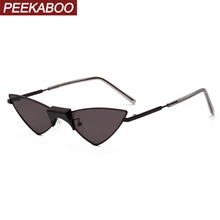 Peekaboo, Ретро стиль, кошачий глаз, солнцезащитные очки, женские, маленькие, модные, треугольные, красные очки, женские, черная, металлическая оправа,, летний подарок