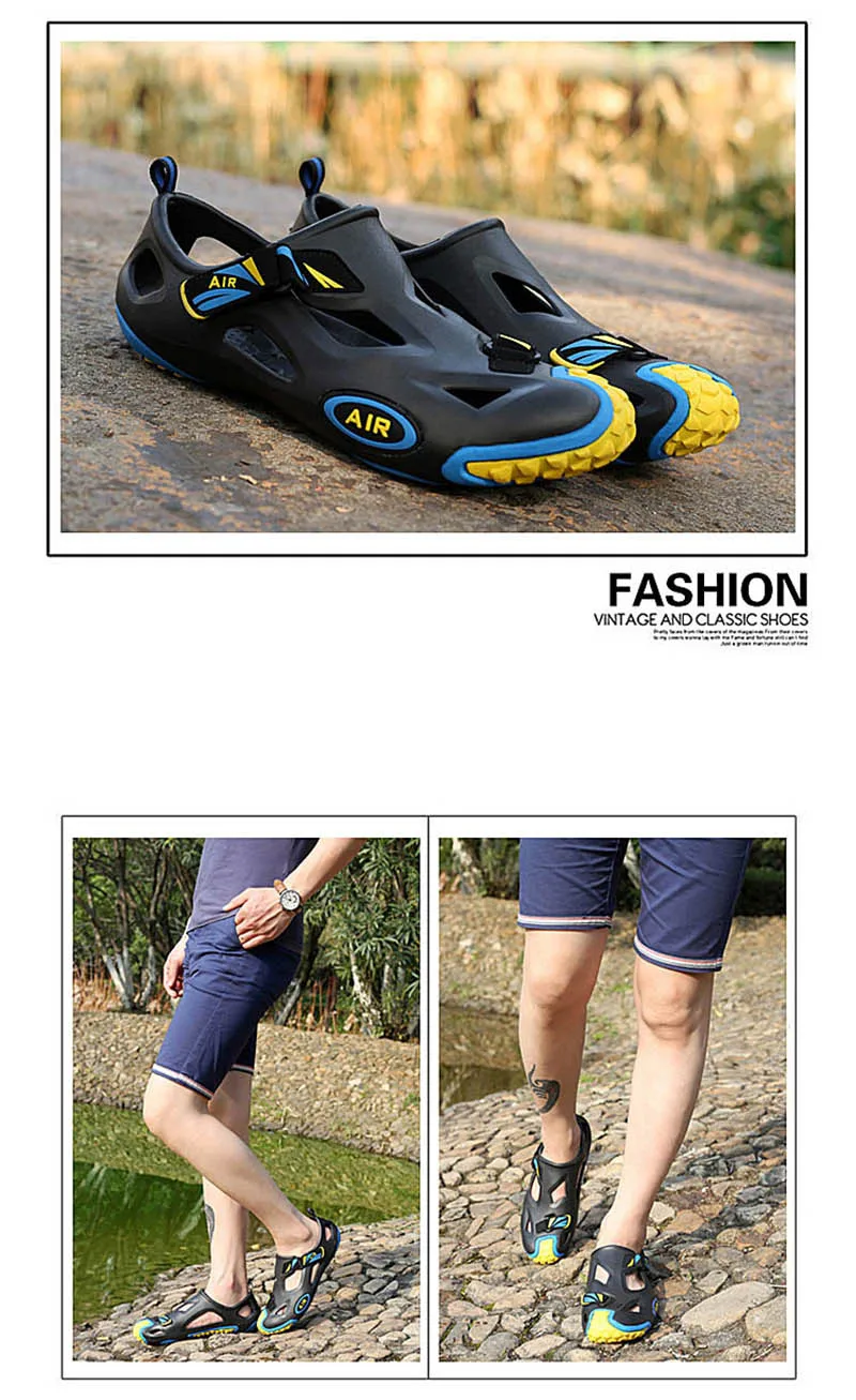 Спортивная Женская водонепроницаемая обувь; дышащие Резиновые Нескользящие летние пляжные удобные сандалии; Мужская обувь; большие размеры
