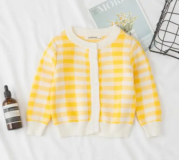 Детский свитер; вязаный свитер с рисунком для девочек; осенний кардиган для мальчиков; теплые свитера для девочек; детская одежда; одежда для близнецов - Цвет: Yellow