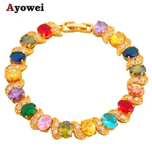 Beautiful Gold color Bracelets Color Crystal Design AAA Zircon Health Nickel & Lead free Fashion jewelry TB395A