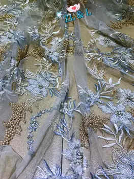 

Handmade high-grade fabrics many beads beads tube Africa Nigeria lace French tulle wedding dress skirt 5 yards