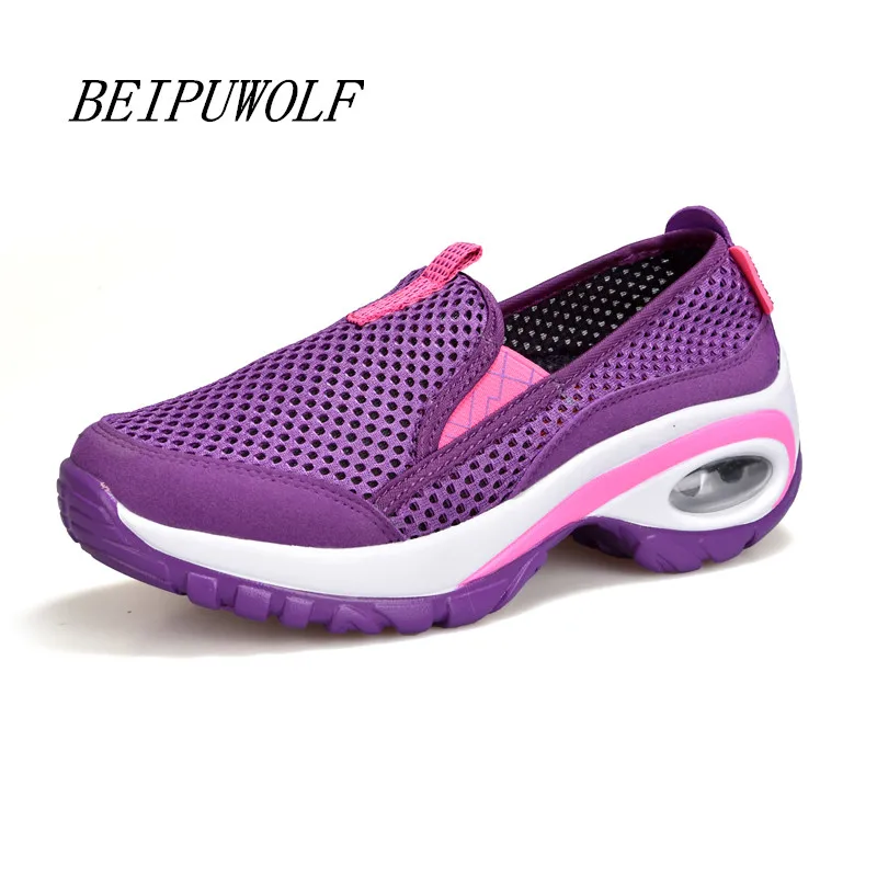 

New Spring Summer Women's Height Increasing Running Shoes Breathable Slip On Sports Shoes Comfortable Non-slip Walking Sneakers
