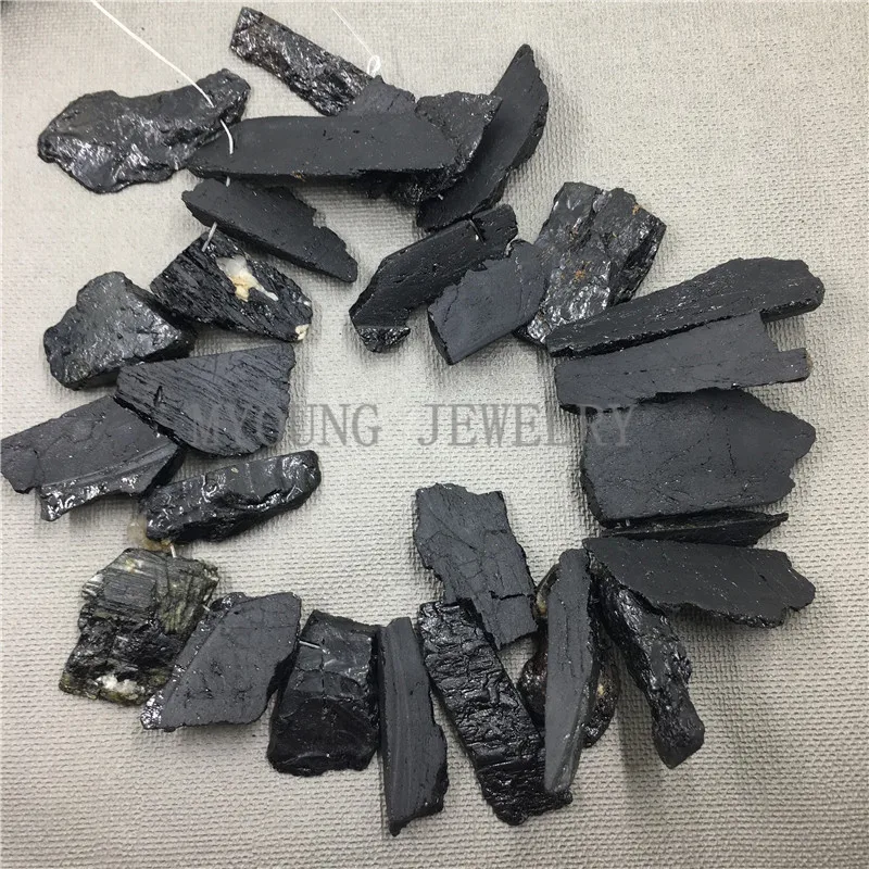MY0796 Freeform Black Crystal Quartz Nugget Beads,Coated Quartz Druzy Slice Beads,Spike Point Top Drilled Beads  (1)