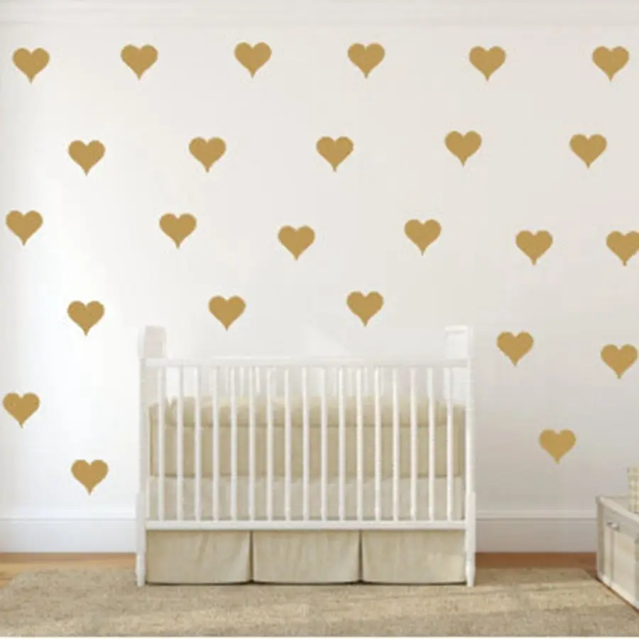 Metallic Gold Wall Stickers Heart-shaped pattern vinyl wall decals nursery art decor Little Hearts Stickers
