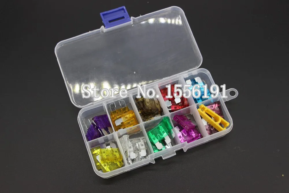 

100PCS 3~40A Medium Size Auto fuse, 10pcs for each specification, The fuse Insurance insert Lights Fuse with box and clip