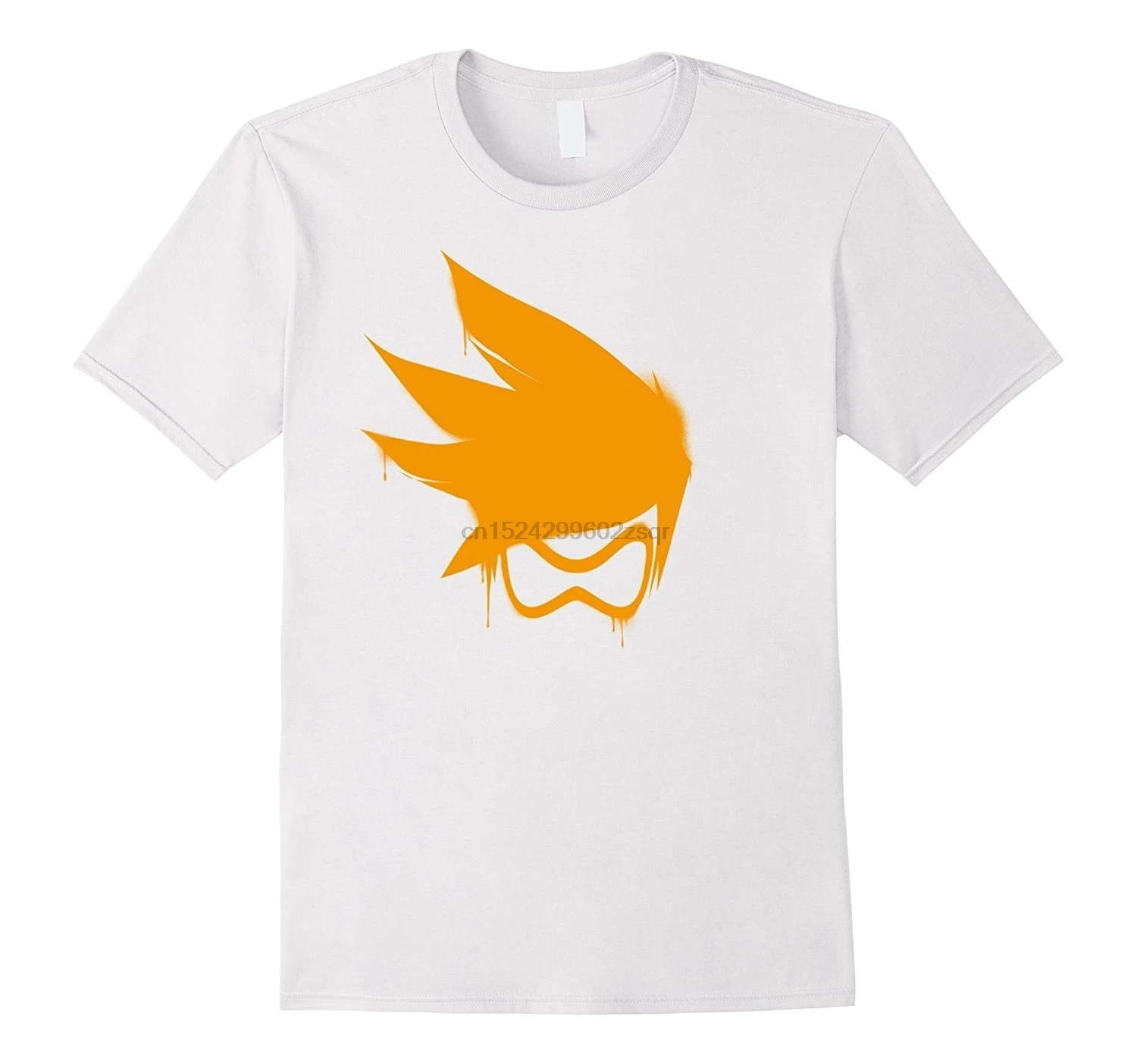 

DIY T-shirt Gamer T-shirt OW Tracer Orange Spray Tee Shirt Cotton Men's T-shirt White Black S M L XL XXL XXXL(1)