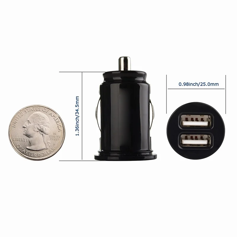 Portefeuille Mini Dual USB Car Charger For iPhone 7 Plus 8 X Xiaomi Redmi 4x Note 4 Samsung Galaxy S8 Mobile Phone Car Cigarette (2)