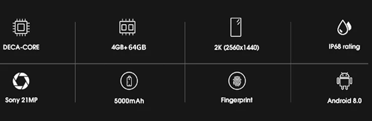 ELEPHONE Soldier 4GB RAM 64GB ROM Helio X25 MTK6797T 2.5GHz Deca Core 5.5 Inch Corning Gorilla Glass 3 2K Screen  Support Side Fingerprint Unlock NFC SOS Gravity Induction Android 8.0 IP68 4G LTE Smartphone