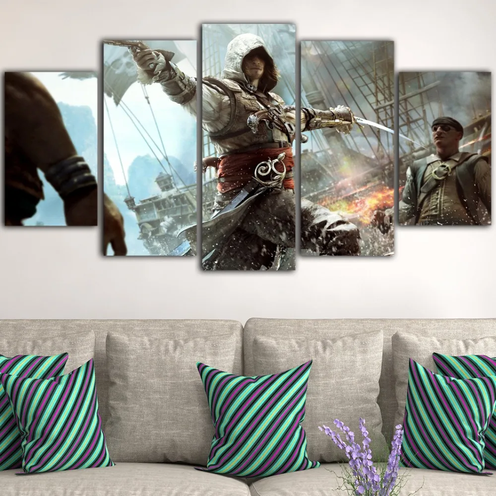 5 шт. Cuadro Decorativo Assassins Creed холст художественные настенные картины для гостиной живопись настольная игра картина плакаты искусство