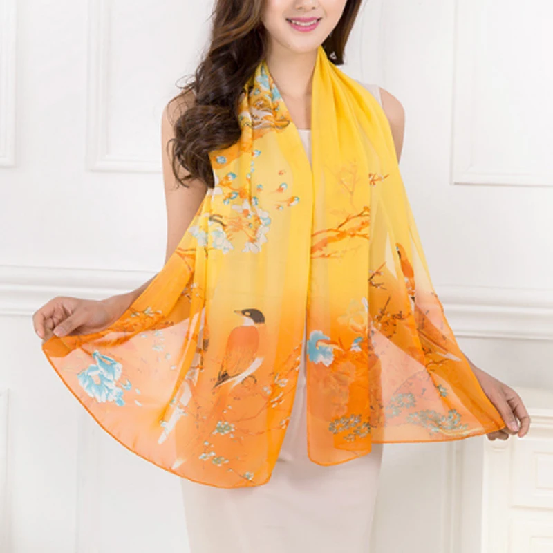Buy Fashion Thin Women Long Scarves Summer Beach Soft Wrap Lady Shawl Silk