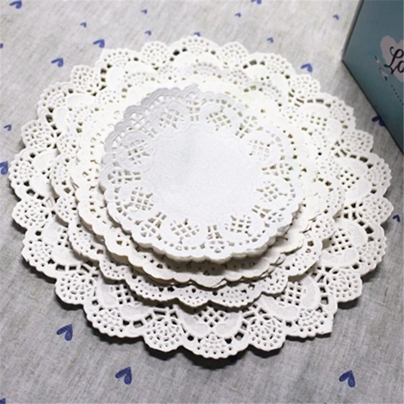 200 Pcs Eco-Friendly Grease-Proof White Paper Doilies for Party Wedding Christmas Table Decorative Cake Holder