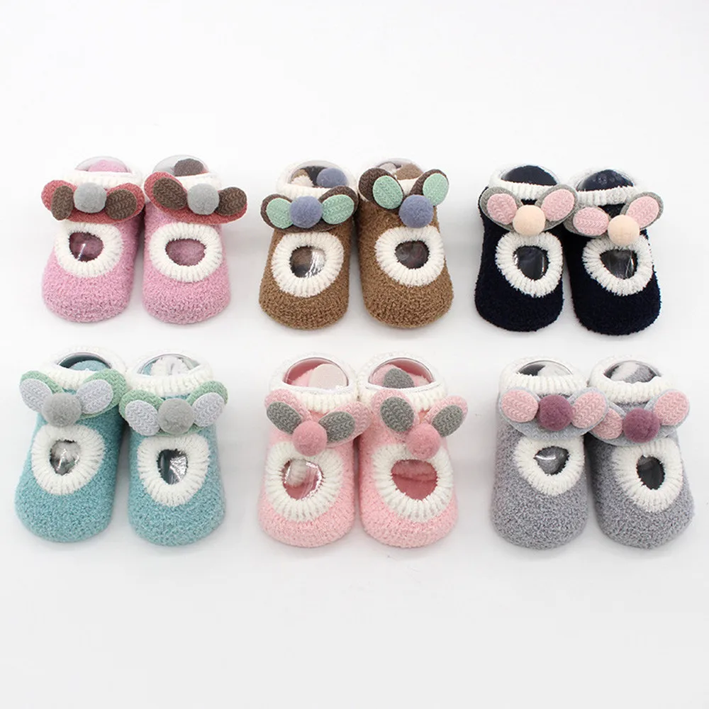

Baby floor socks boys and girls thick coral fleece cartoon ears floor anti-skid baby step socks Oct#2