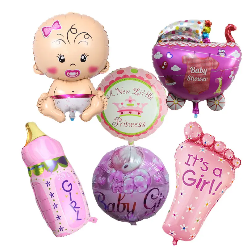 

6pcs/set Baby Shower Air Balloons 1th Birthday Party Decoration Foil Balloons Baby Girl & Boy Happy Birthday Helium balls globos
