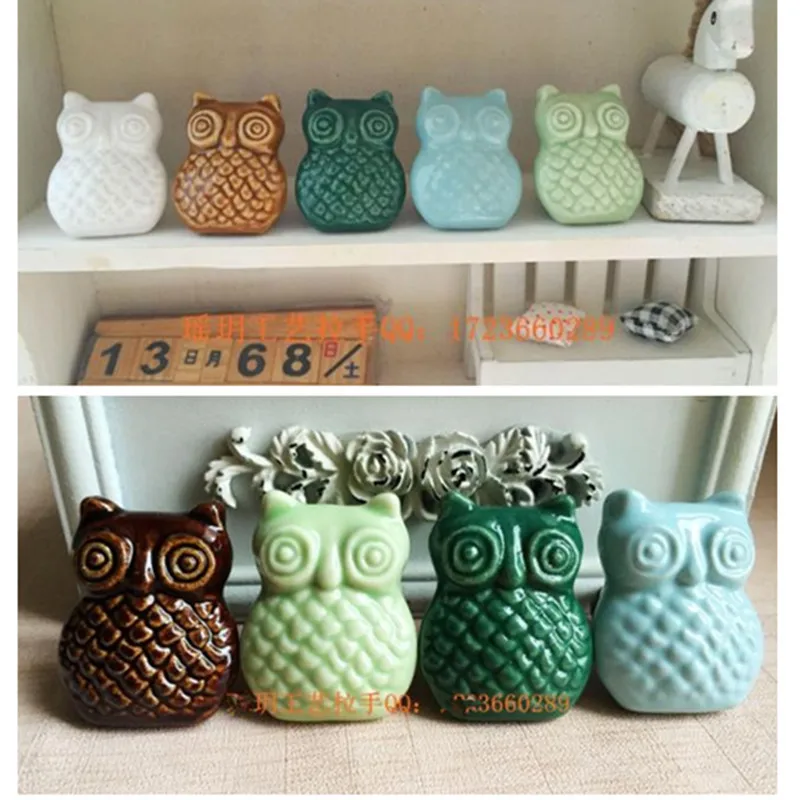 

Mediterranean relief ceramic handle owl totem animal cartoon creative children's room drawer cabinet door Furniture Handle