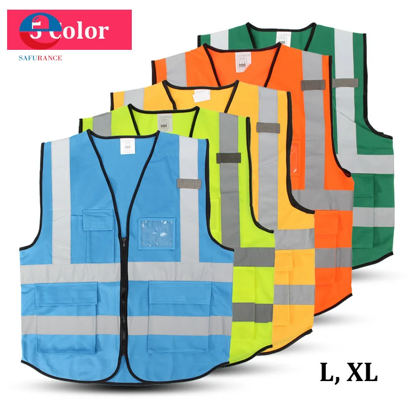 

High Visibility Clothing Clothing Safety Reflective Vest L,XL,5 Color Night Work Security Traffic Cycling