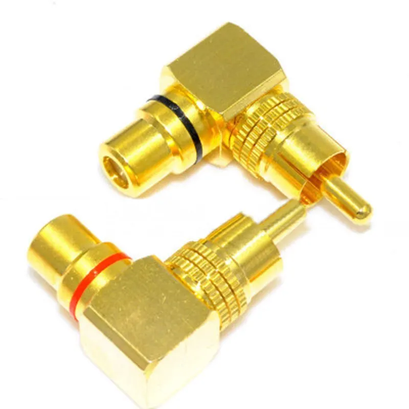 

2pcs Brass RCA Right Angle Male To Female Gold Plated Connector Plug 90 Degree Adapters