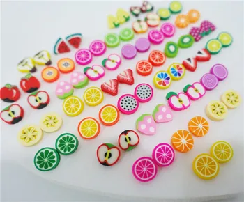 

Colorful Clay Fruits Stud Earrings Children With Heart Box Fashion Kids Girls Random Mix Styles Jewelry