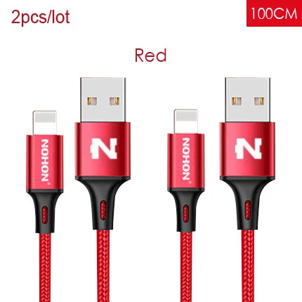 2 шт./лот NOHON 3 в 1 type C 8Pin Micro USB кабель для iPhone 8X7 6 6S Plus iOS 10 9 8 samsung Nokia USB кабели для быстрой зарядки - Цвет: Red Red 100CM