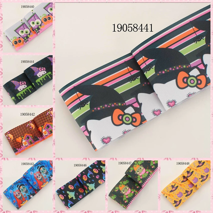 

NEW sales 3" 75mm cute cartoon Halloween printed grosgrain ribbons free shipping 19058440