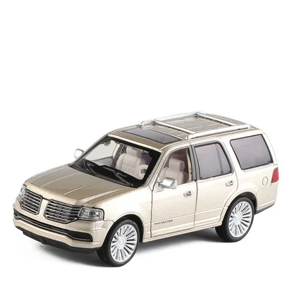 1:32 Lincoln Navigator дети литые игрушки автомобиль модель внедорожника металлический материал звук и свет оттягивающаяся назад Модель игрушечный автомобиль - Цвет: C
