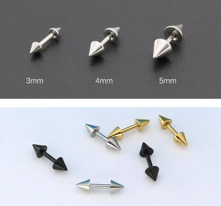 SaYao 2Piece Free Shipping Fashion Spike Arrow Tragus Ear Piercing Nail Earring Stainless Steel Industrial Barbell Body Jewelry - Image 2