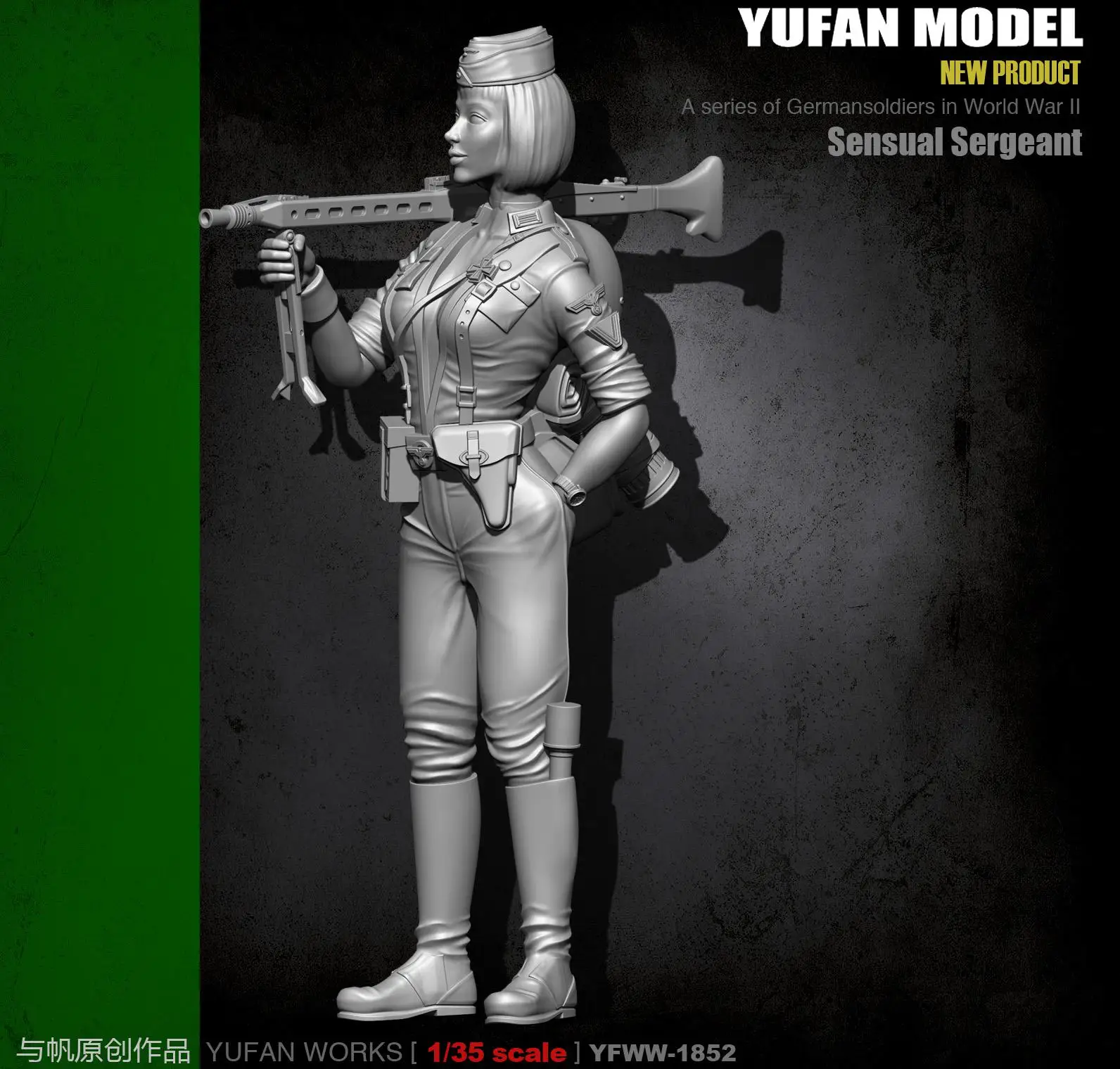 1/16 Scale German Woman Soldier WWII Unpainted Model Kits YUFAN Model 90mm H New 
