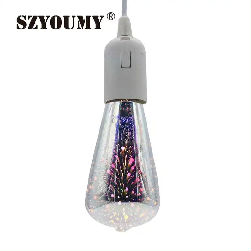 

SZYOUMY Night light LED Lamp E27 3D Star Fireworks Effect 220V 240V Edison LED Bulb A60 ST64 G80 G95 G125 Home Decoration Lamp
