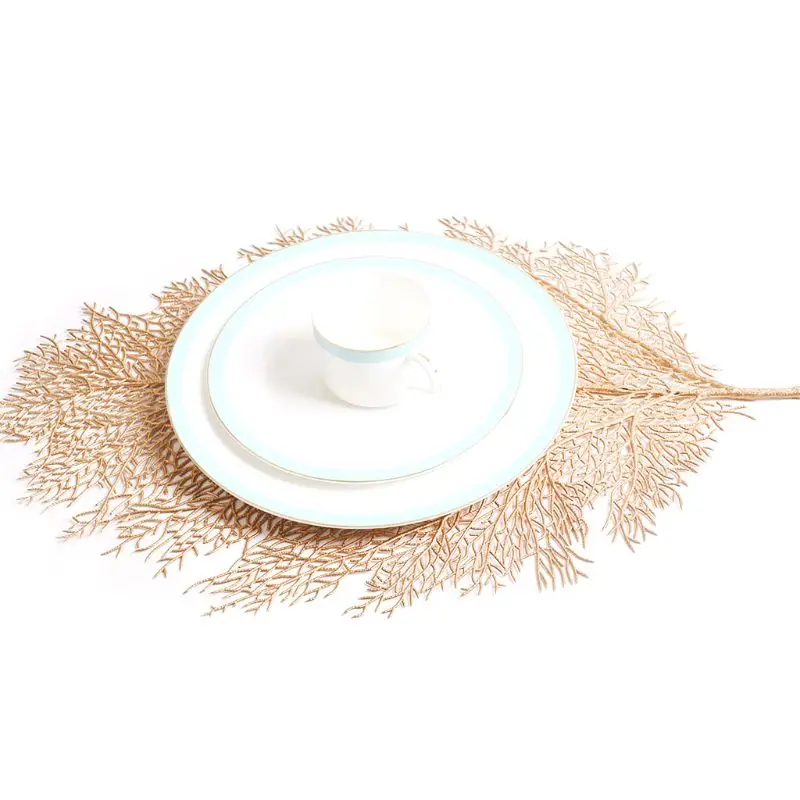

Placemat for dining table Coasters Lotus Leaf Palm Leaf Simulation Plant PVC Cup Coffee Table Mats Kitchen Christmas Home Decor