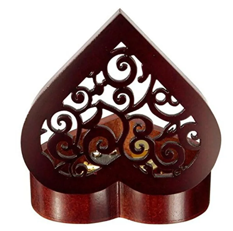 Antique Heart Music Box Castle In The Sky Wedding Design Wooden Musical