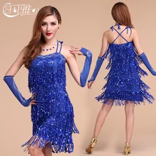 2017 Latin Dance Vestidos New Sexy Ballroom Dresses for Women with Four Color Performance Largos Disfraz Sequins Dancewear