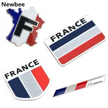Emblema adesivo em alumínio para carros, emblema 3d de alumínio com bandeira para peugeot 307 206 207 citroen renault ds c2 c3