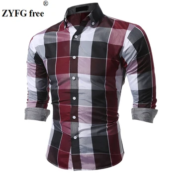 

New men's shirt long-sleeved plaid turn-down collar shirt youth vitality popular simple style male summer autumn