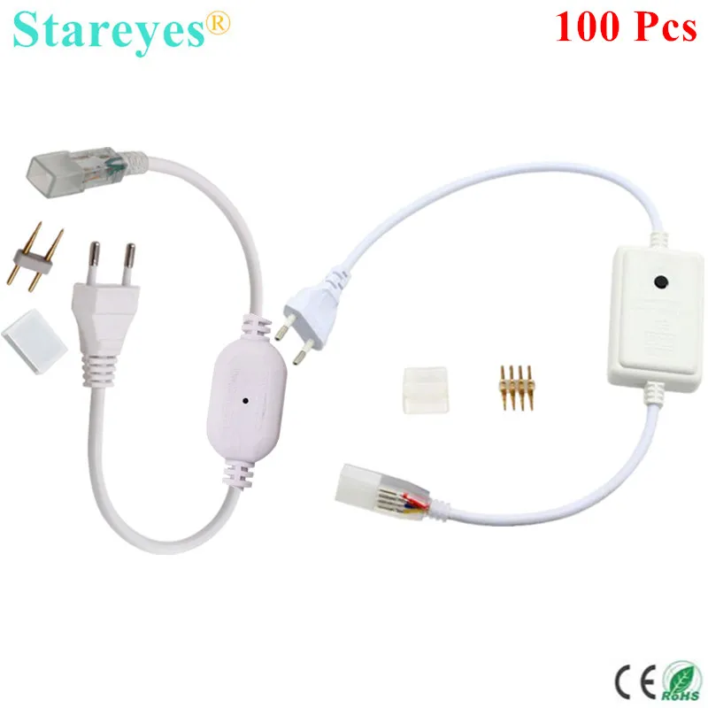 

100 Pcs 220V EU plug Power controller Supply Lighting Transformer driver for SMD 3014 5050 2835 5630 RGB single color LED Strip