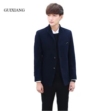 2017 new arrival style men boutique woolen overcoat men’s business casual stand collar solid slim jacket dress large size M-4XL