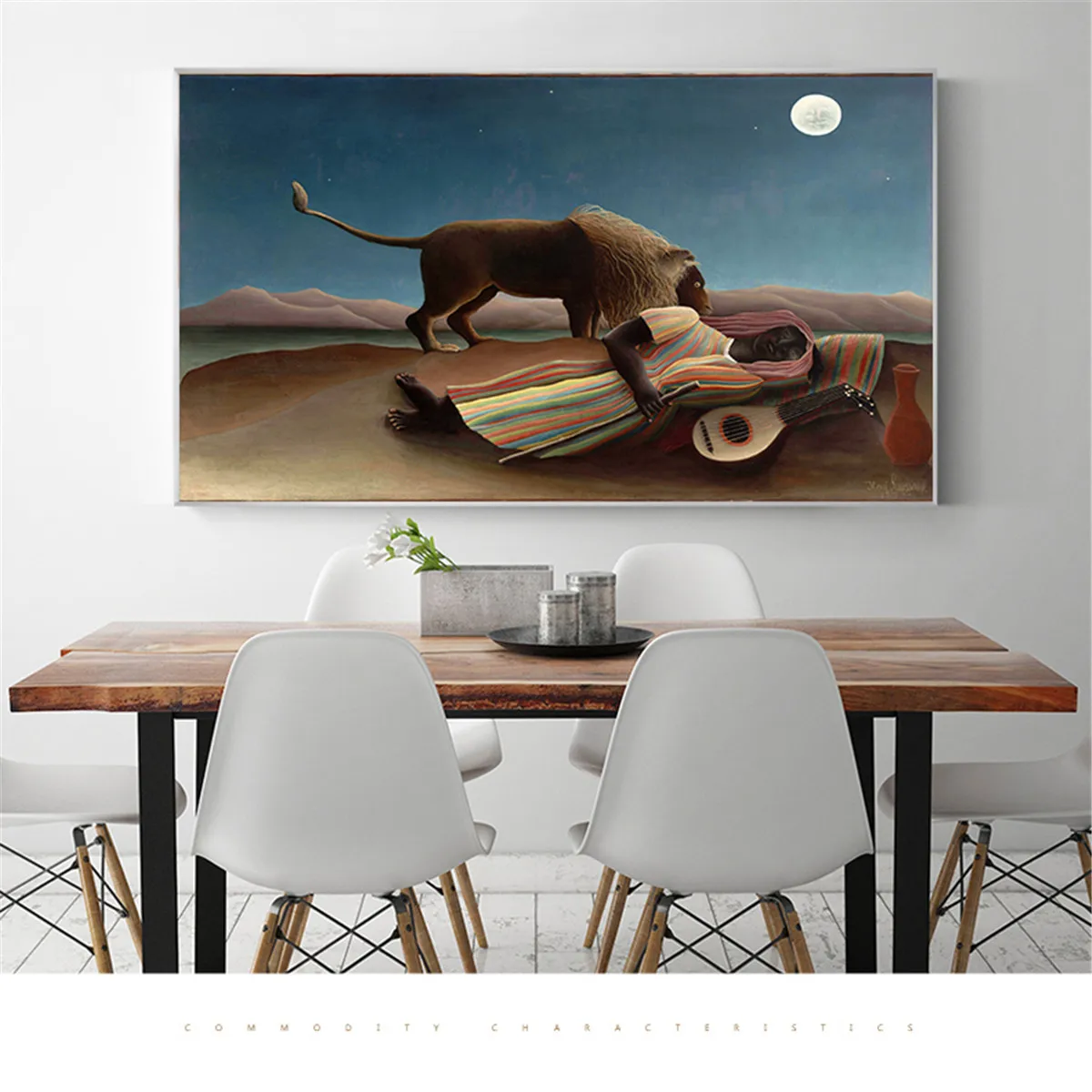 

Hand painted Henri Rousseau Lion king The Sleeping Gypsy Canvas Art Abstract Painting wall pictures for living Room Home Decor