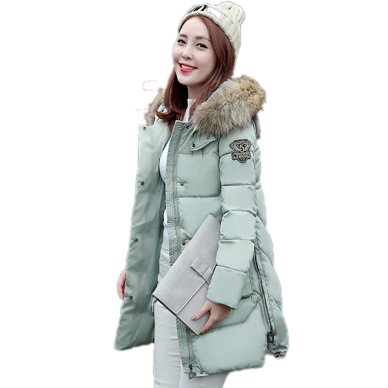 Winter Jacket Women 2016 New Slim Epaulet Casual Fashion Cotton Coat Hooded Artificial Wool Collar Plus