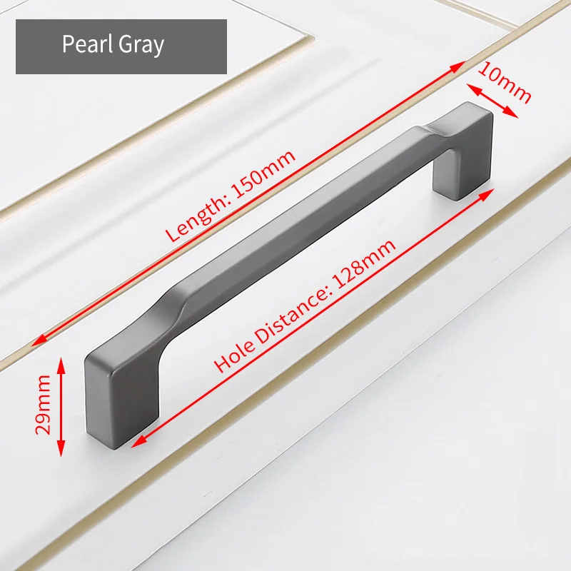Pearl Gray 128mm KAK цинковый сплав жемчужно-серая золотая для шкафа ручки твердые ручки для ящиков кухонный шкаф двери тянет Мебельная ручка фурнитура для шкафа - Цвет: Pearl Gray 128mm